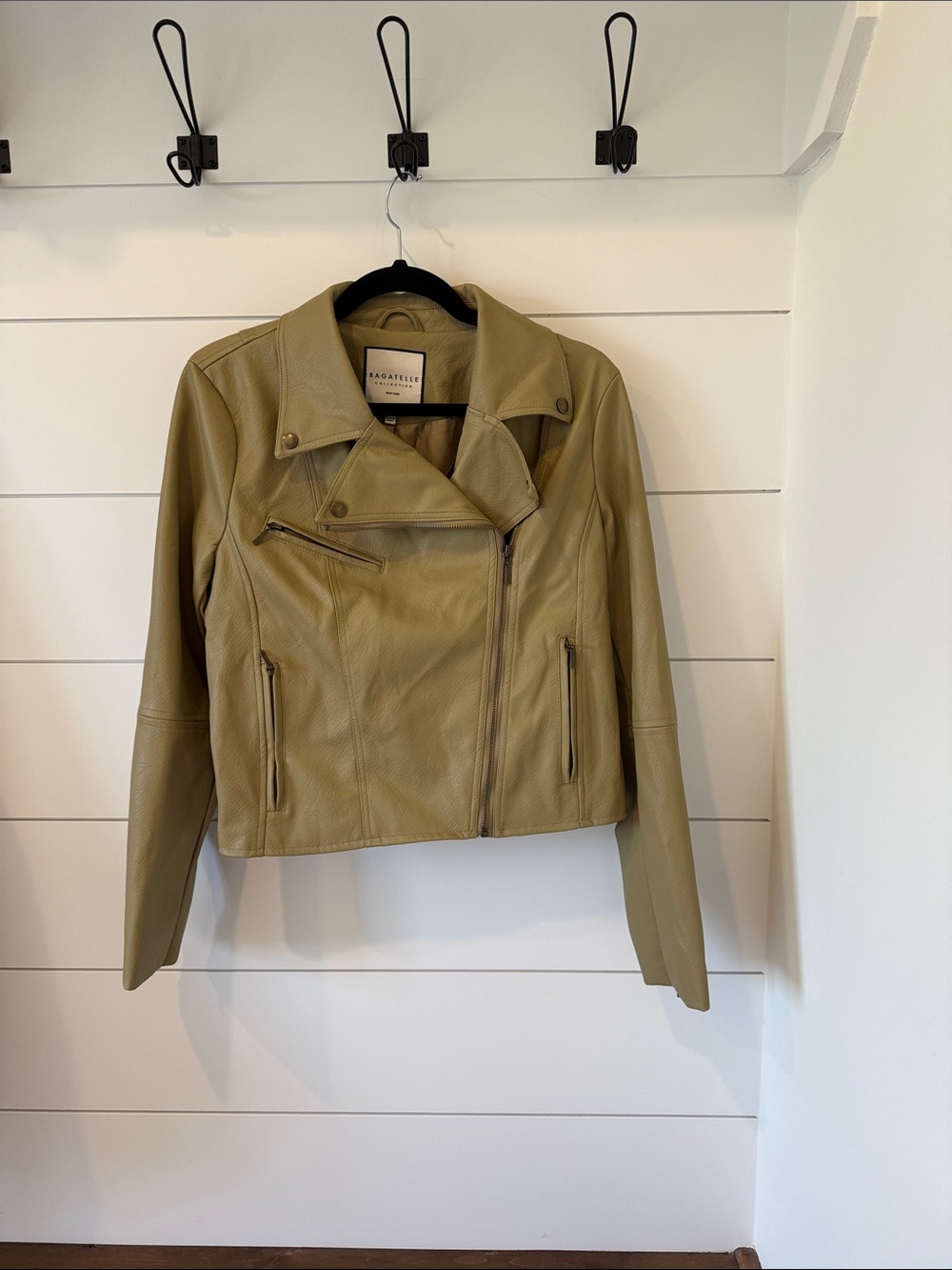bagatelle Tan Leather Asymmetrical Moto Jacket Size M